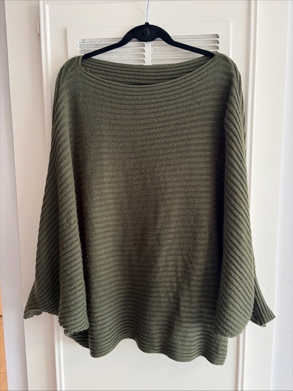 SHEIN 0X Plus Curve Green Ribbed Knit Women's Sweater Kimono Sleeve Slouchy